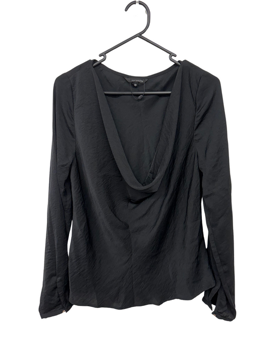 Black Long Sleeve Top with Cowl Neck