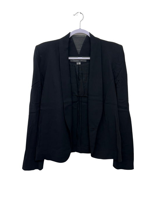 Black Padded Shoulder Long Sleeve Blazer