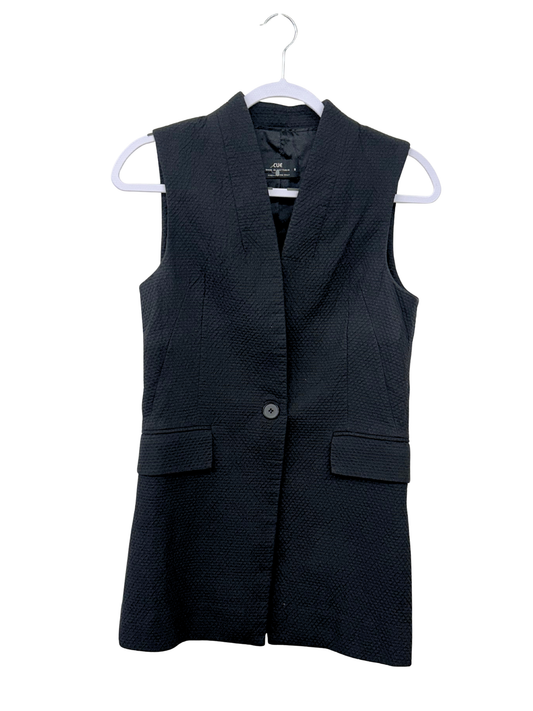 Black Longline Textured Vest
