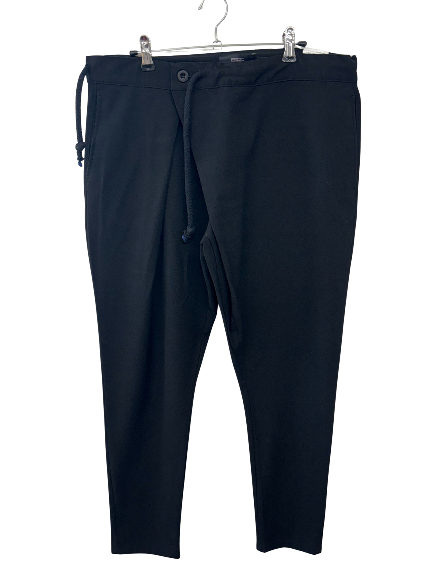 Black Cross Waist Tapered Pants