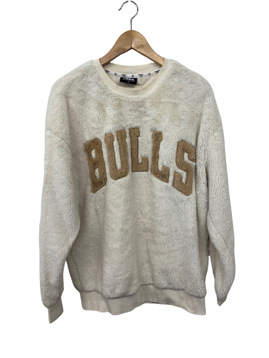 Cream Fluffy Sweater with "Bulls" Logo