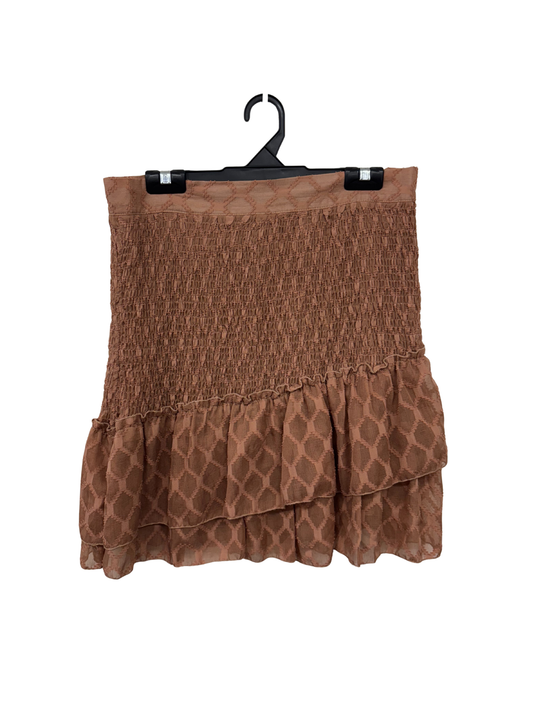 Beige High Waisted Shirred Short Skirt