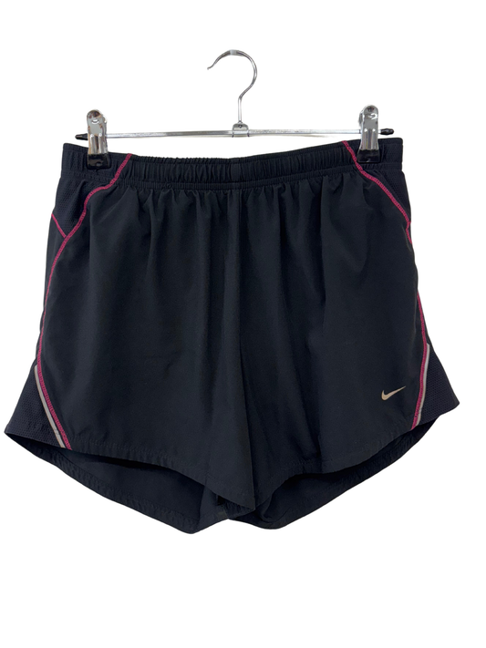 Black Mid Rise Exercise Shorts with Pink Stitching