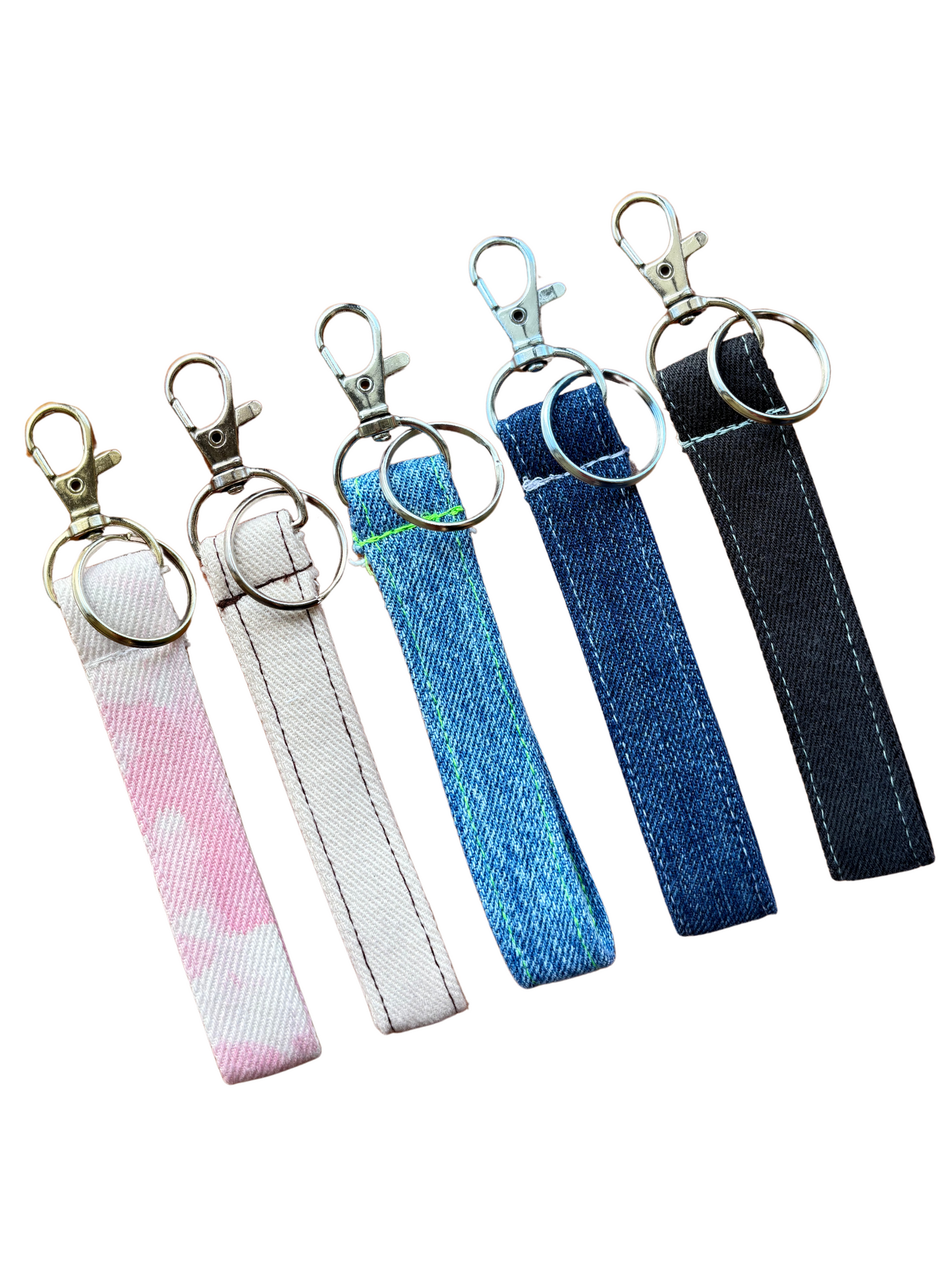 Denim Keyring / Cream