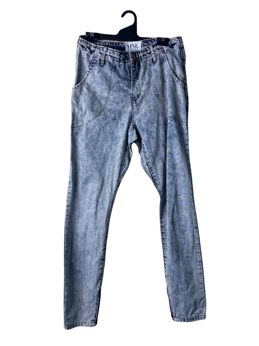Blue Acid Wash Skinny Taper Jeans