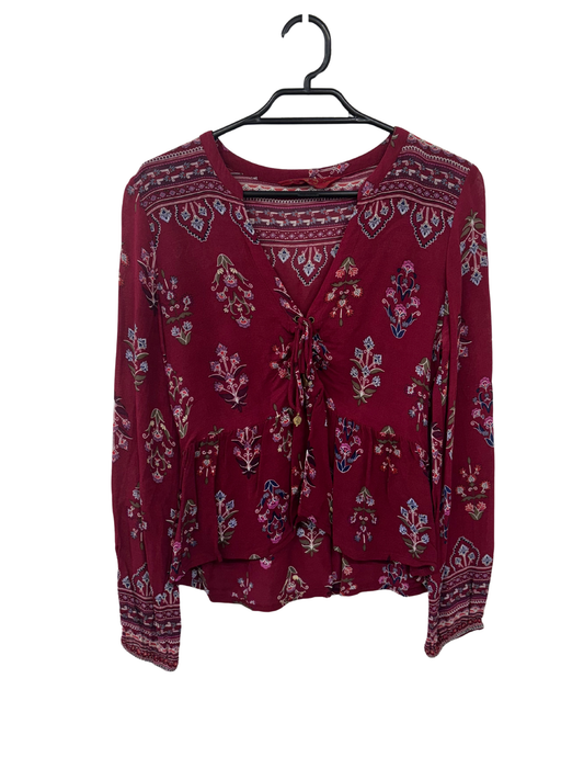 Hot Pink, Blue, White Long Sleeve Top