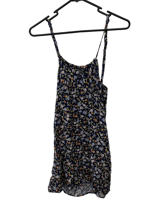 Dark Blue & Multicolour Floral Strappy Short Dress