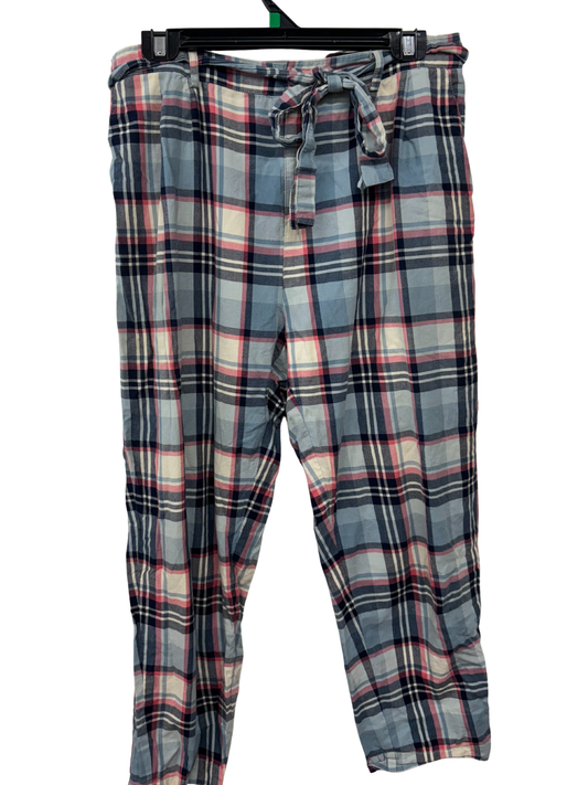 Blue. Pink & White Checkered High Waisted Tapered Pants