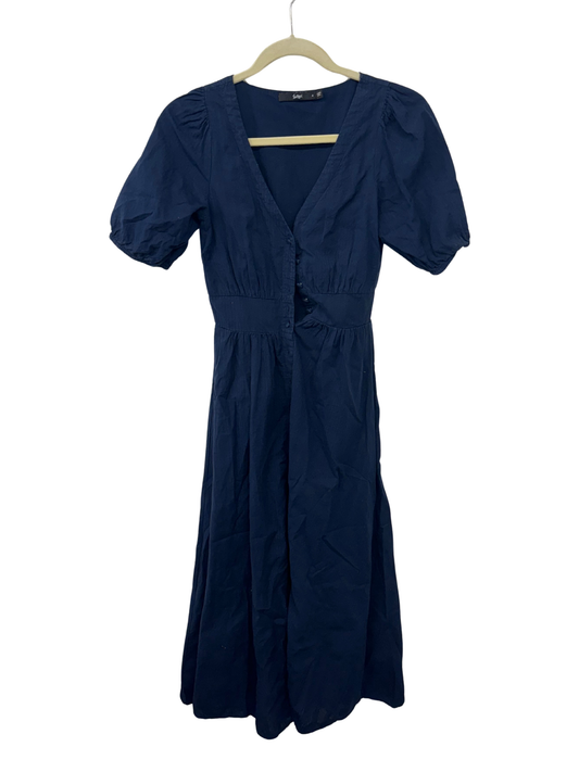 Dark Blue Short Sleeve Midi Dress