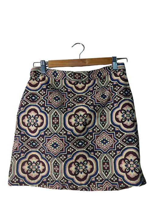 Red & Multicolour Tapestry Short Skirt