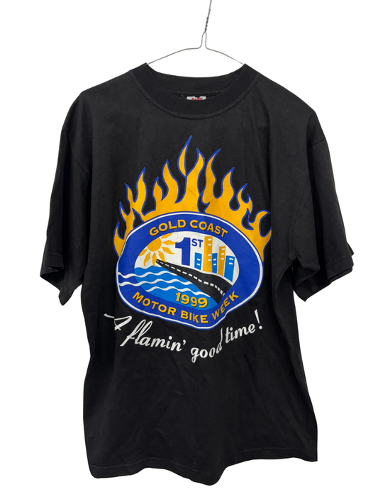 Vintage Black Short Sleeve Shirt with Front Graphic