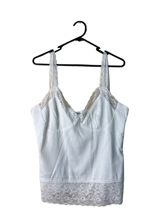 White Strappy Slip Top with Lace