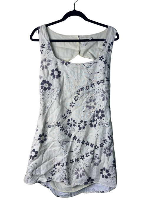 Light Yellow & Black Pattern Sleeveless Cutout Back Dress
