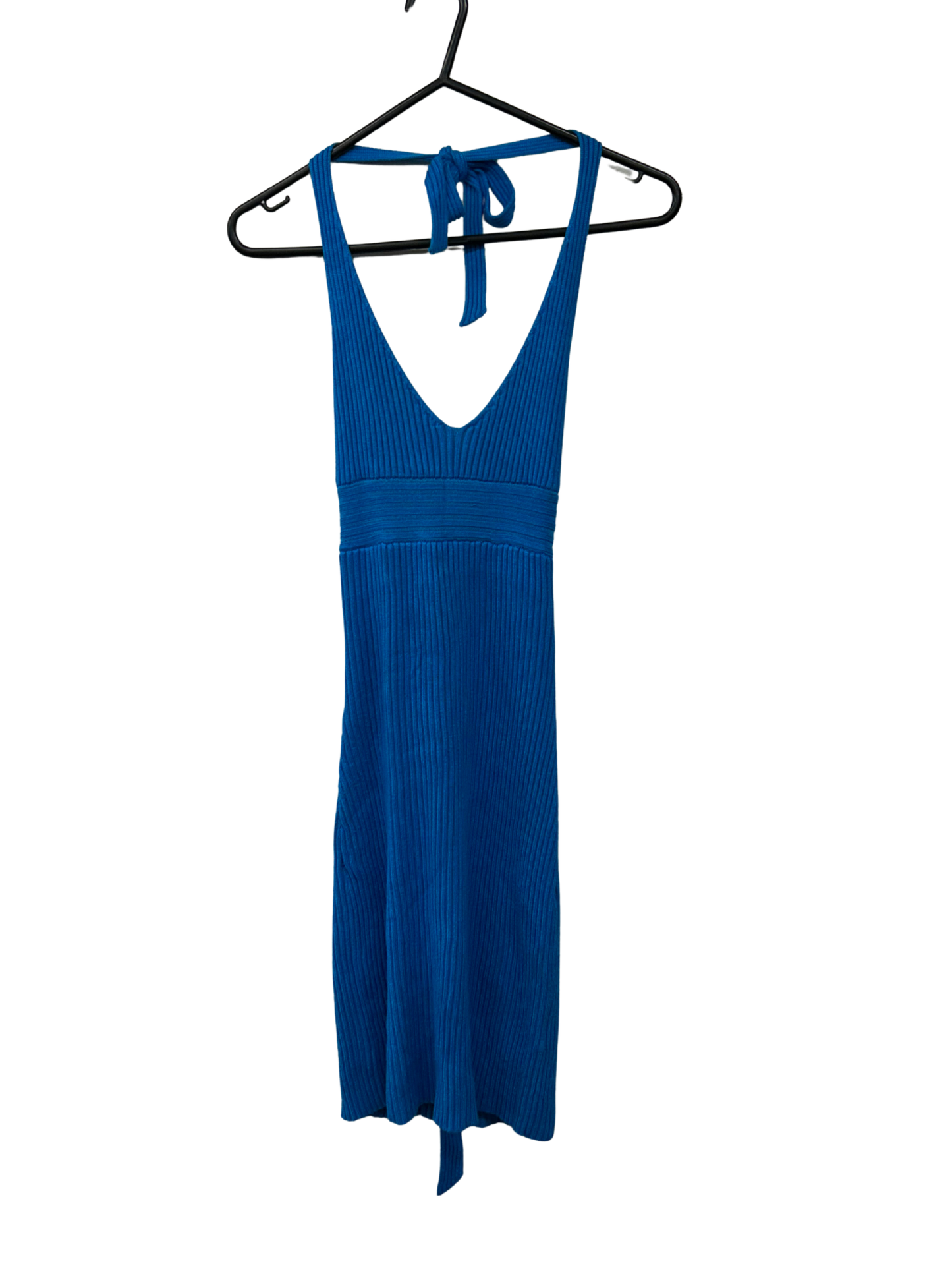Blue Sleeveless Bodycon Knit Mini Dress