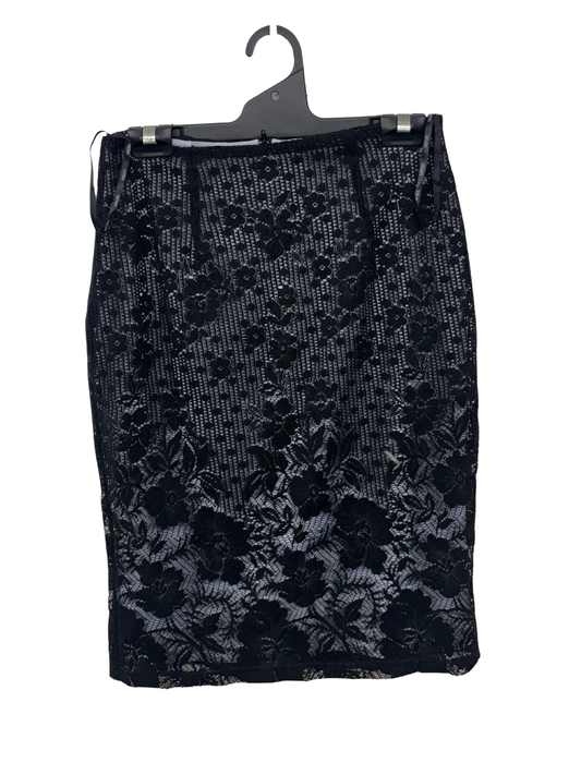 00s Black Low Rise Lace Skirt with Blue Lining