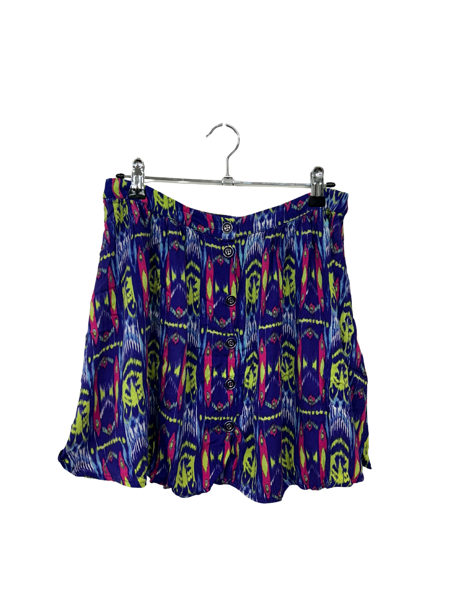 Neon Purple & Multicolour Button Up Skirt