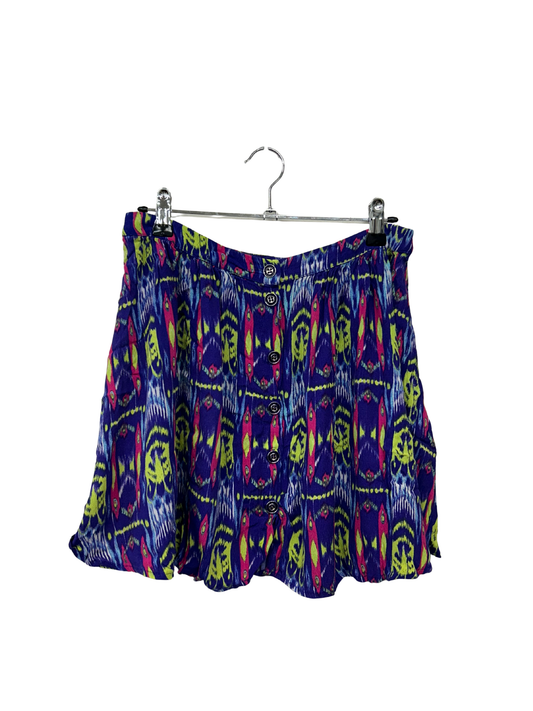 Neon Purple & Multicolour Button Up Skirt