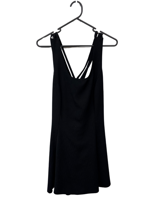 90s Black Strappy Cross Back Short Dress