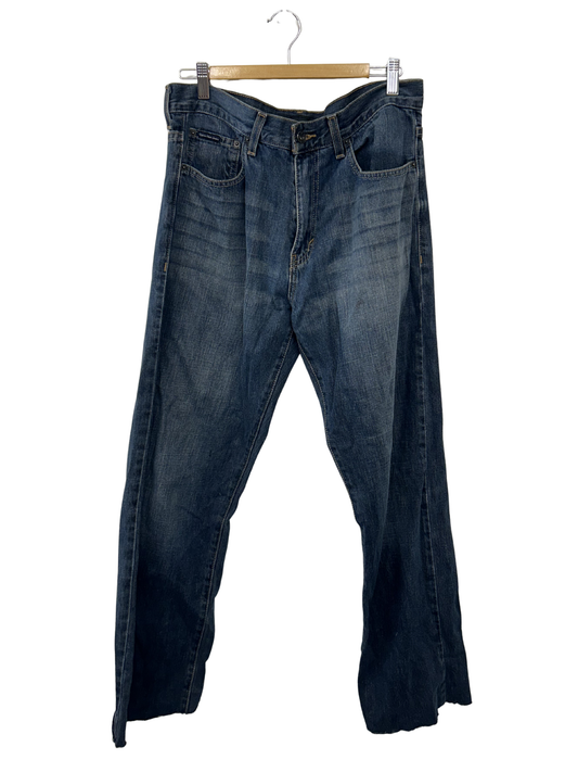 Mid Blue Washed Relaxed Straight Leg Jeans
