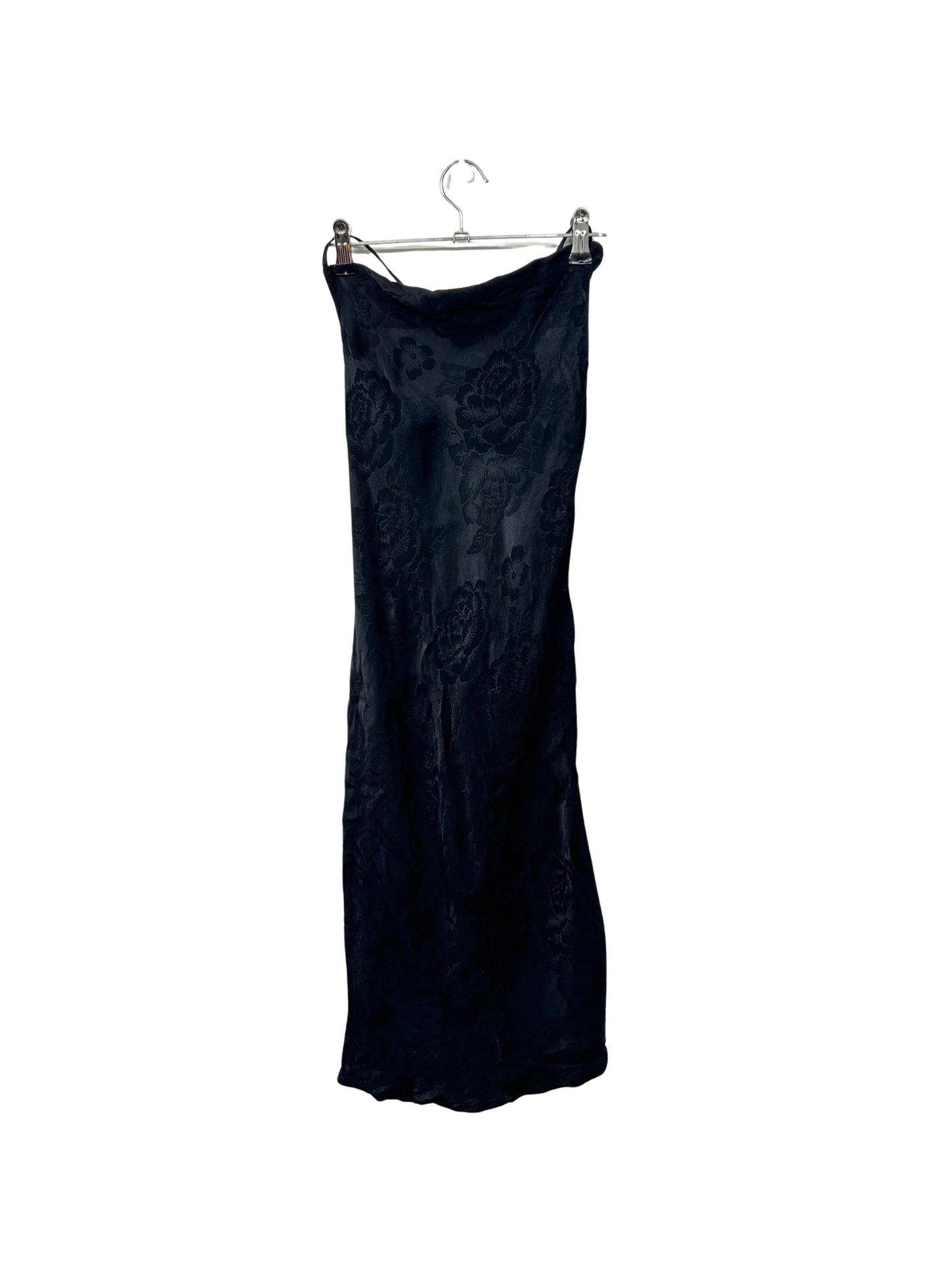 Black Floral Cow Neck Tie Back Mini Dress