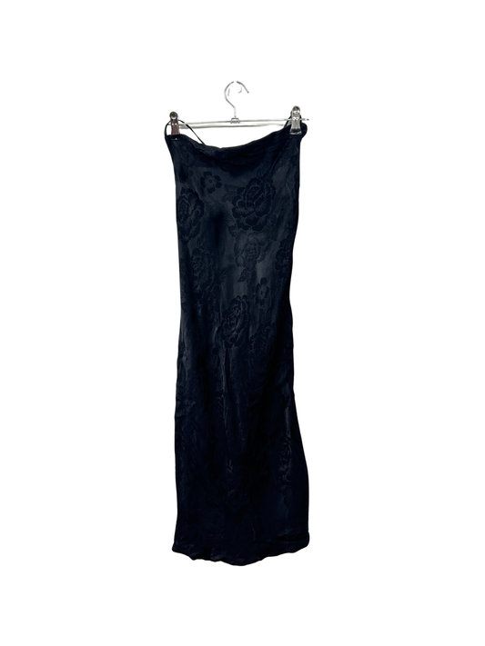 Black Floral Cow Neck Tie Back Mini Dress