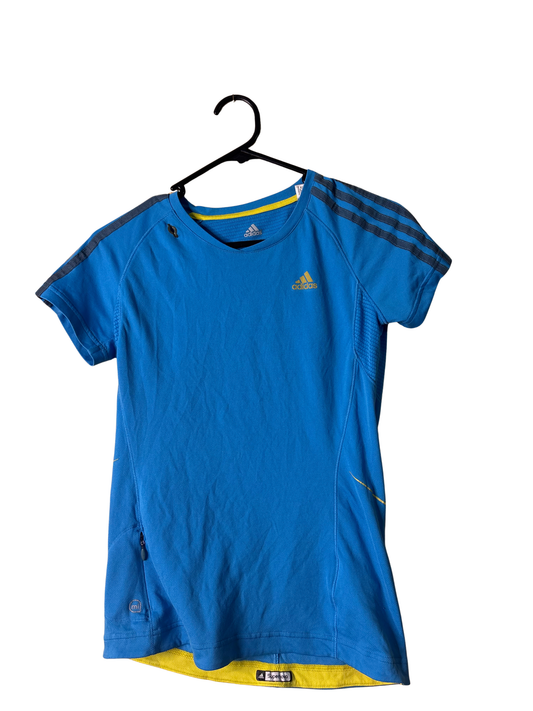 Blue Fitted Activewear Short Sleeve Shirt