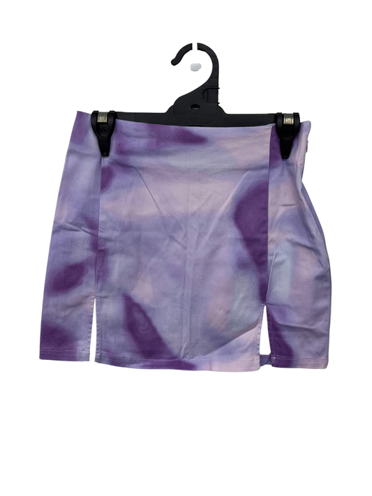 Purple & Pink Gradient Print Short Skirt with Split