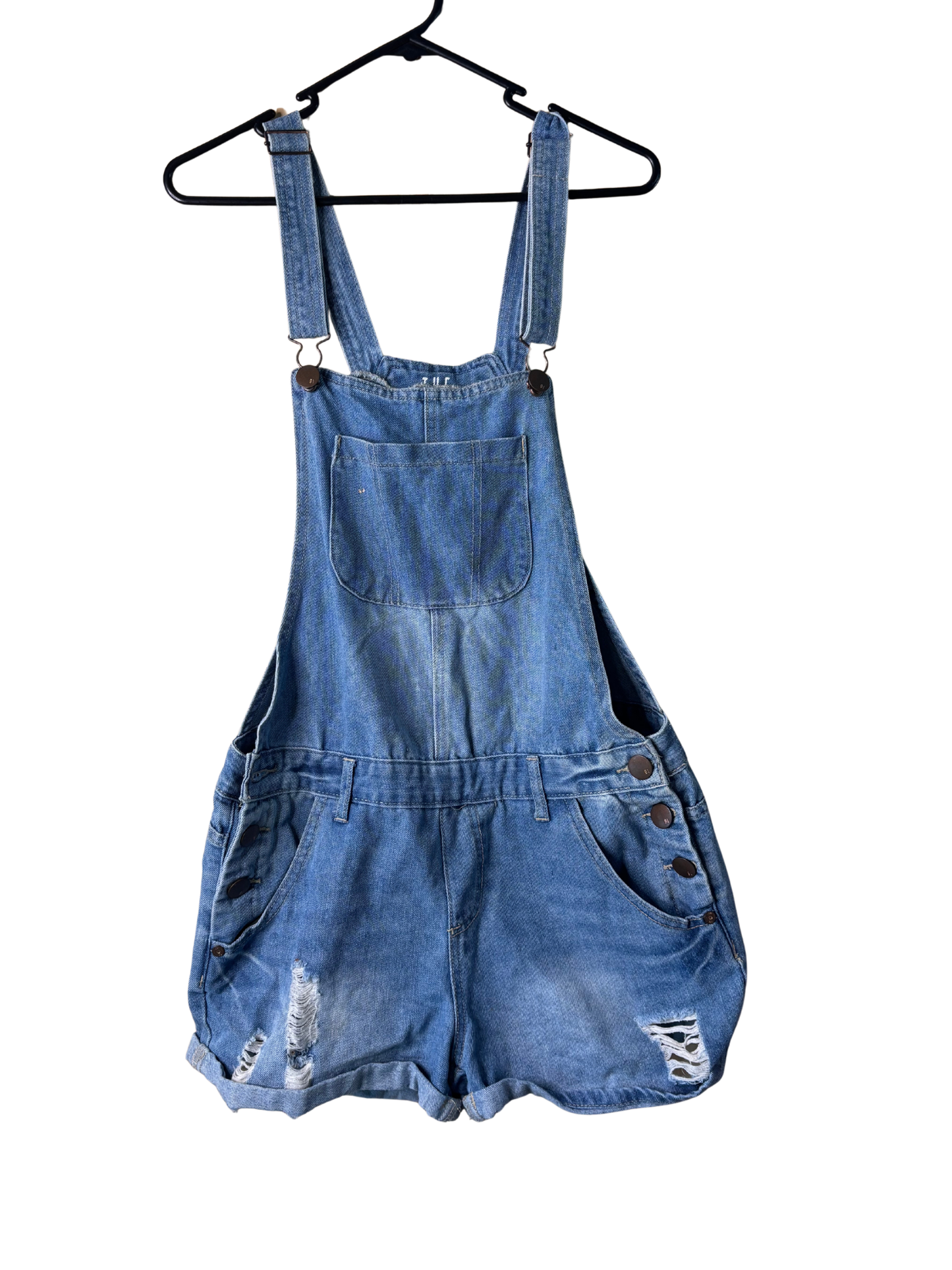 Light Blue Distressed Overalls