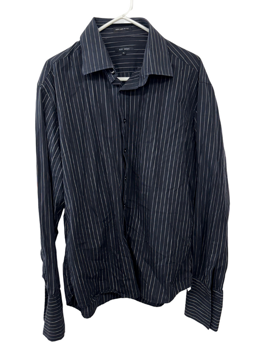 Black Pinstripe Long Sleeve Button Up Shirt