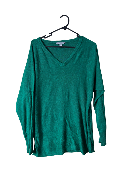 Dark Green  V Neck Batwing Knit Jumper