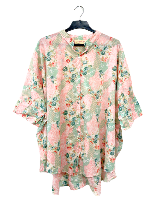 Pink, Green & Multicolour Floral PJ Top