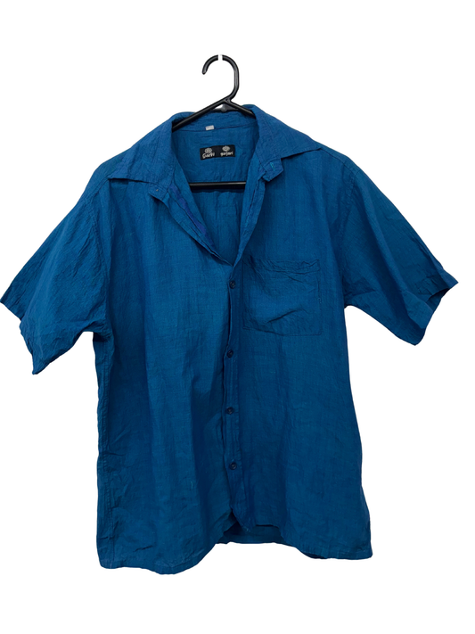 Blue Short Sleeve Button Up Shirt
