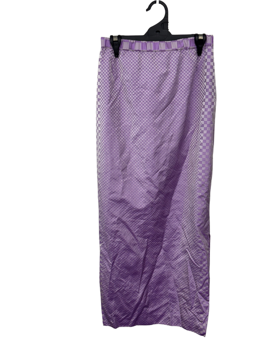 Vintage Purple Check Long Fitted Skirt