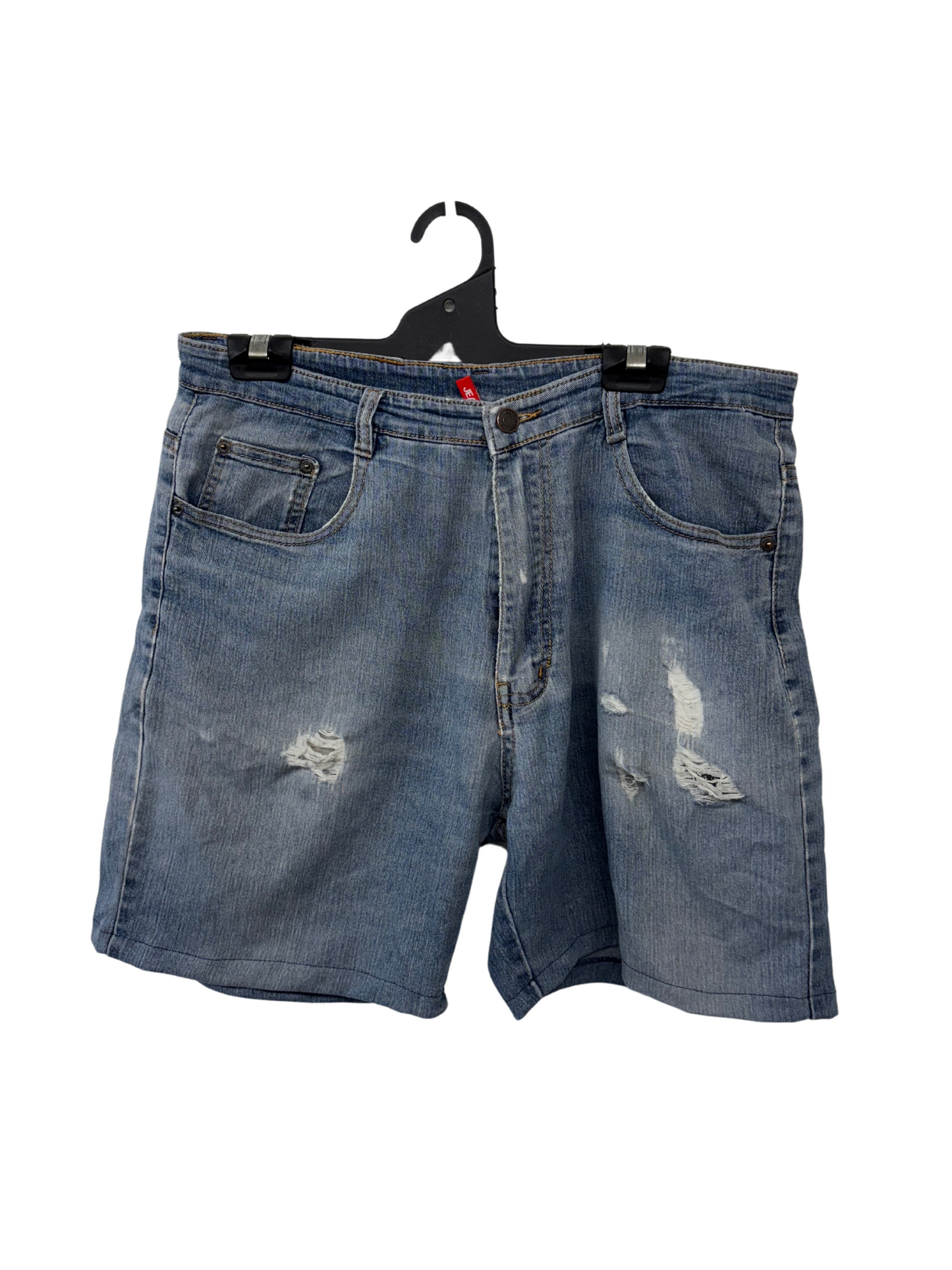 Blue Lightweight Distressed Denim Highwaisted Shorts #8