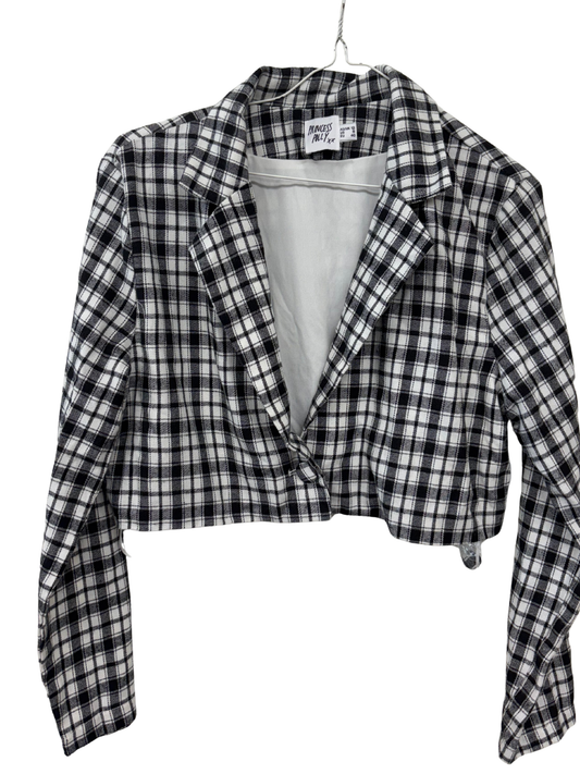 Black & White Checkered Cropped Jacket