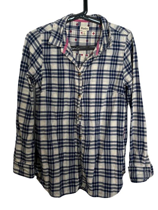 Blue & White Check Long Sleeve Button Up Shirt