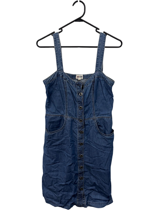 Blue Chambray Denim Strappy Button Up Short Dress