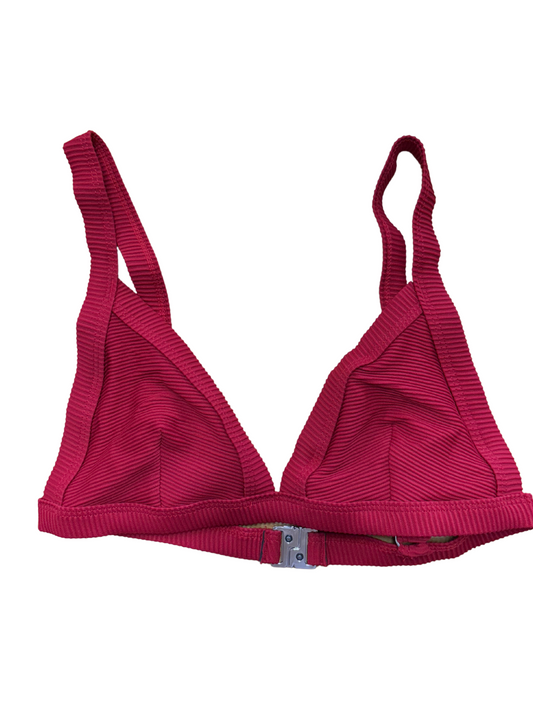 Red Ribbed Triangle Bikini Top