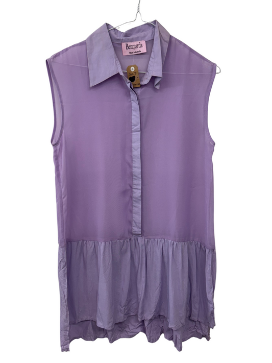 Lilac Sleeveless Long Top/Dress with Ruffles Hem