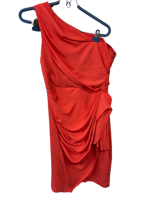 Orange One Shoulder Draped Asymmetrical Short Dress