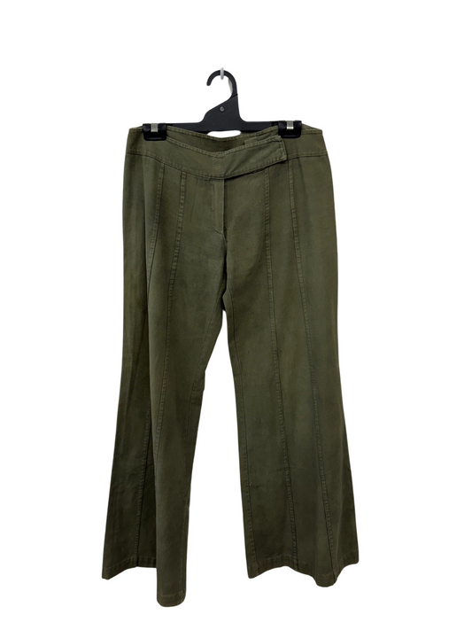 00s Khaki Low-Rise Wide Leg Pants with Distressed Hem