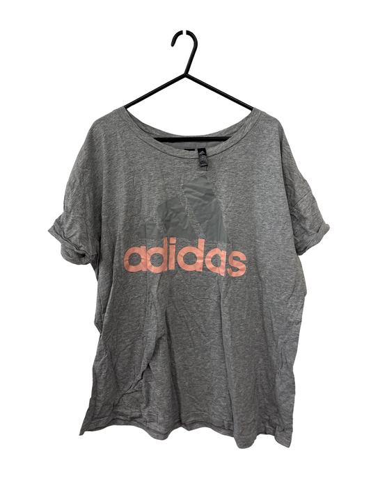 Grey Short Sleeve Shirt with Light Pink Logo
