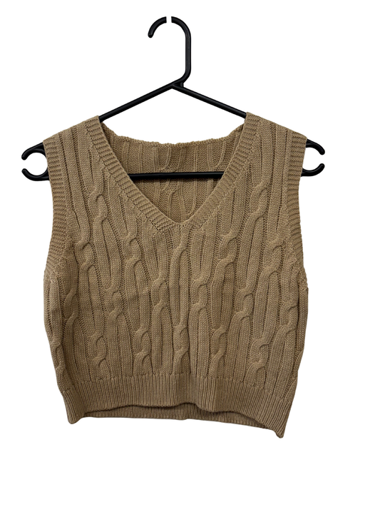 Beige Cable Knit Vest