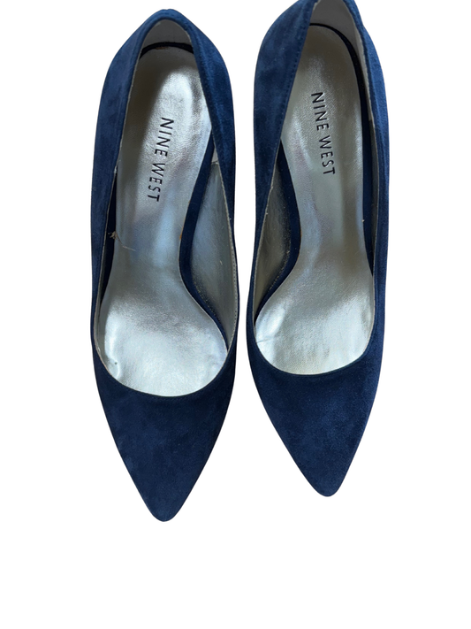Dark Blue Suede Block Heel