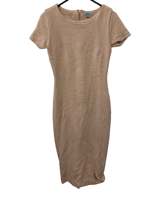 Cream/Light Pink Short Sleeve Midi Wiggle Dress