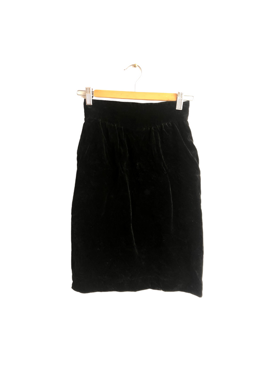 Vintage Black Velvet Highwaisted Skirt