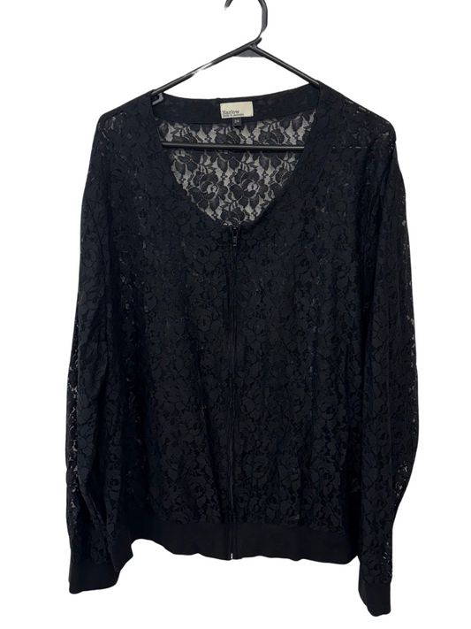 Black Sheer Lace Zip Up Jacket