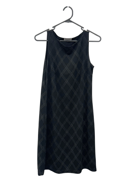 Vintage Black Diamond Pattern Sleeveless Knee Length Dress