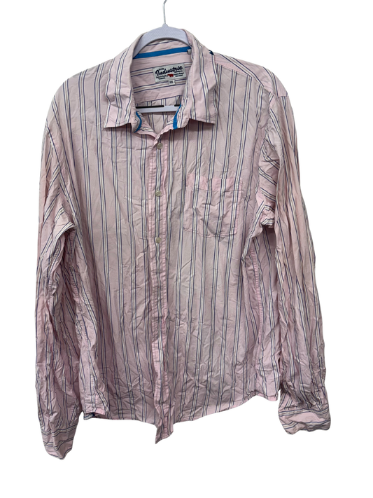 Light Pink, Blue Stripe Long Sleeve Button Up Shirt