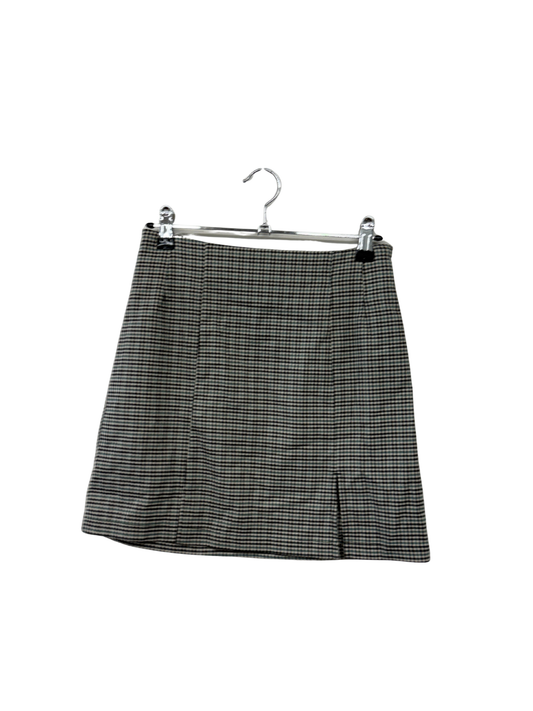 White, Green & Black Plaid Mini Skirt